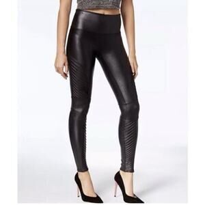 Spanx Moto Leggings Women’s Size X-Large Faux Leather Quilted Black